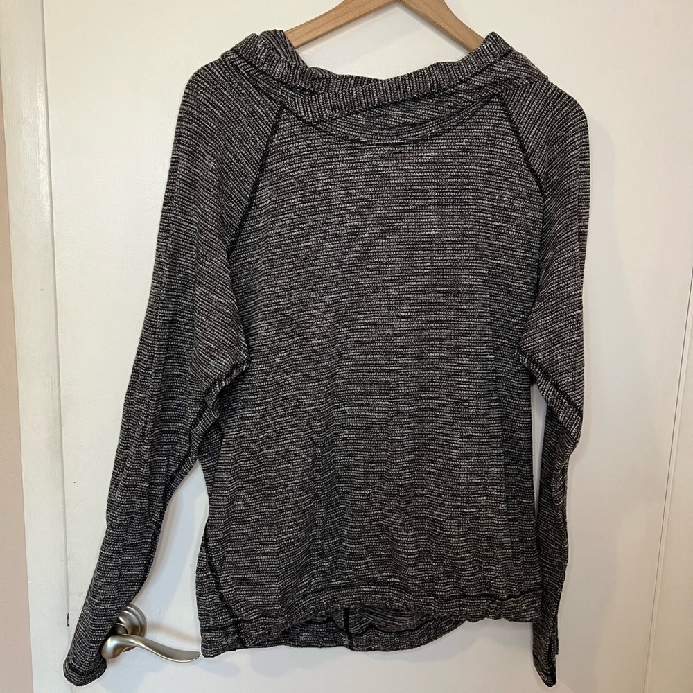 Old school knit lululemon pullover with thumbholes and hood, size 10